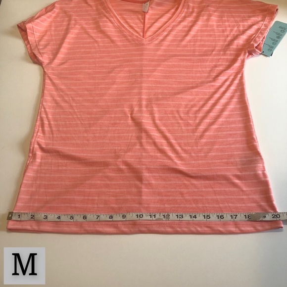 Ideology Coral Pink Striped V-Neck Tee Shirt, Short Sleeve, Multiple Sizes, NWT! - Picture 7 of 13